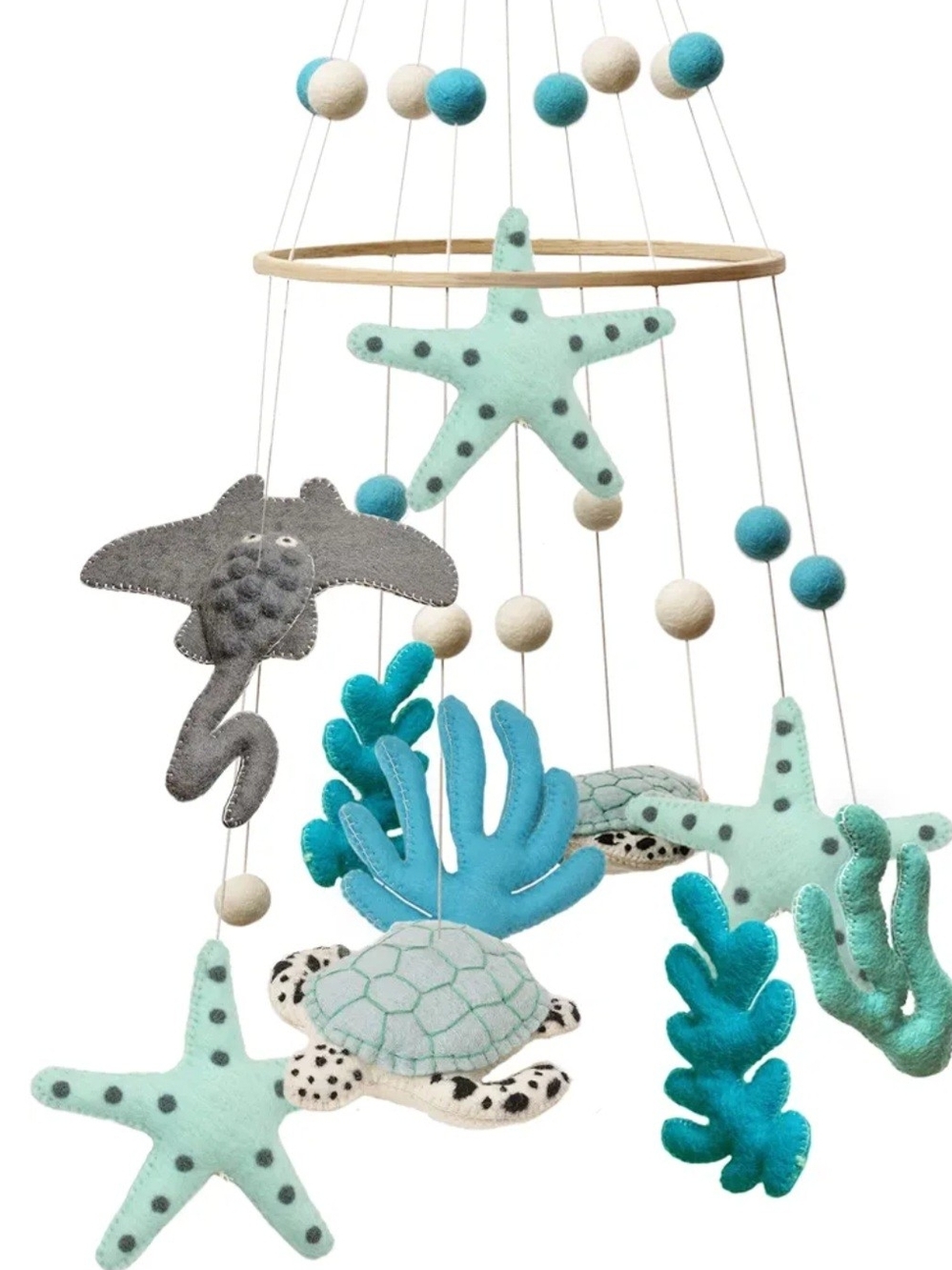 New Sea Creature Felt Mobile for Nursery - Mint & Teal